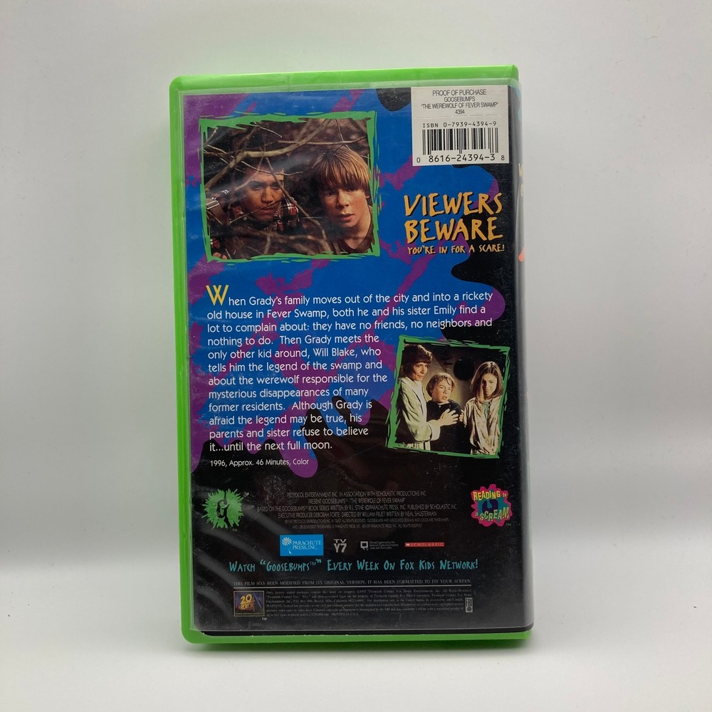 The Werewolf of Fever Swamp (Book #14) VHS Tape R.L. Stine Green Clamshell Case - Picture 2 of 2